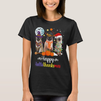 Siamese Cat Halloween Merry Christmas Happy Hallot T-Shirt