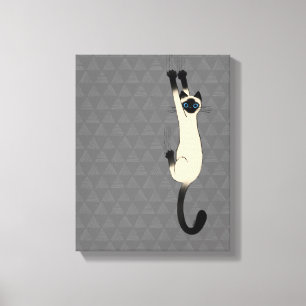 Siamese Cat Hanging On   Funny Cat Canvas Print
