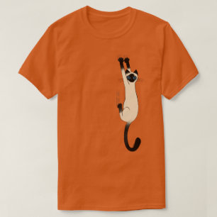 Siamese Cat Hanging On Funny Cat T-Shirt