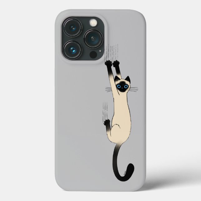 Siamese Cat Hanging On | Funny Cat with Blue Eyes Case-Mate iPhone Case (Back)