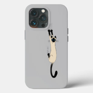 Siamese Cat Hanging On Funny Cat with Blue Eyes iPhone 13 Pro Case