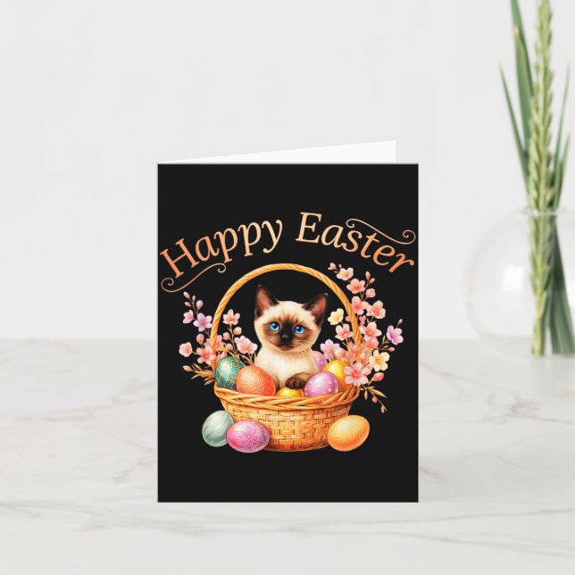 Siamese Cat Happy Easter Cute Siamese Cat Mum Card (Front)