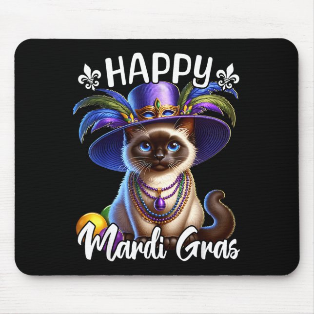 Siamese Cat Happy Mardi Gras Siamese Cat  Mouse Mat (Front)