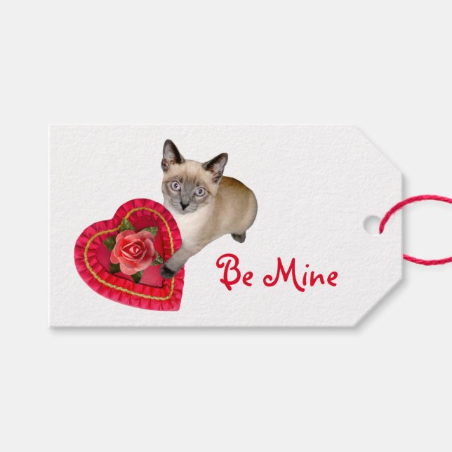 Siamese Cat Heart Box Gift Tags (Front (Horizontal))