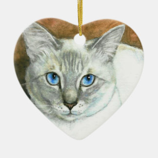 Siamese Cat Heart Christmas Ornament