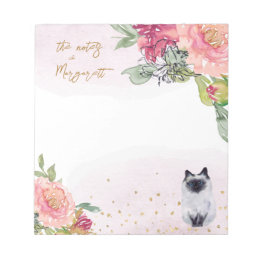 Siamese Cat Illustration Girl Daily Activity Notes