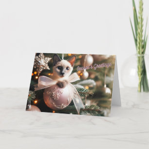 Siamese Cat in a Christmas Tree Card