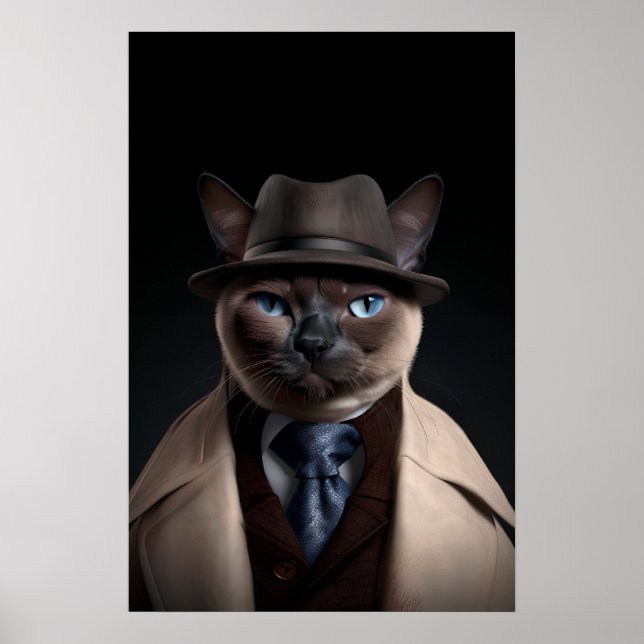 Siamese Cat in a Suit | My Mobster Cat | Funny Cat Poster (Front)