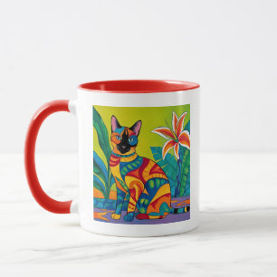 Siamese Cat in a Tropical Garden Mug