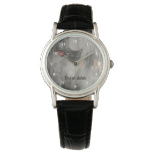 Siamese Cat In Black And White Personalised Watch