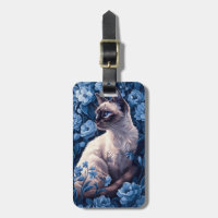 Siamese Cat in Blue Flowers