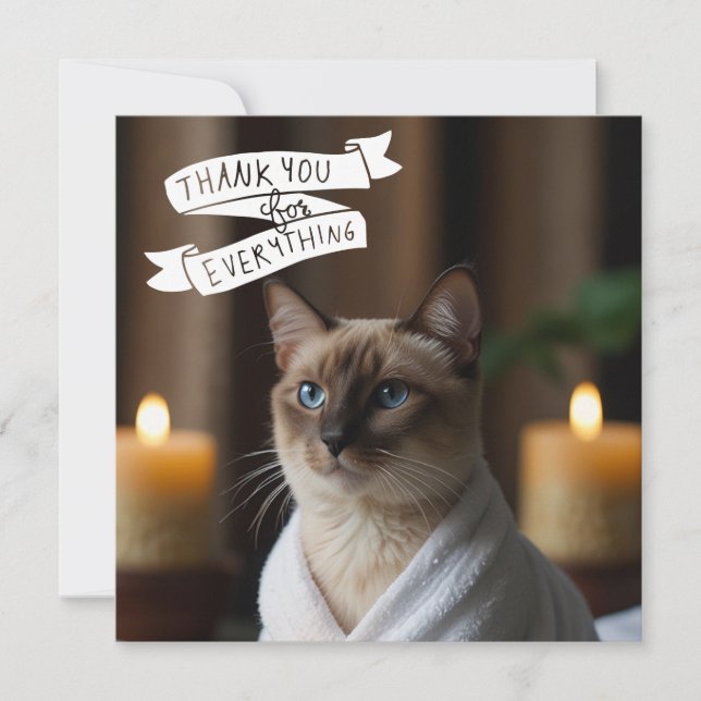 Siamese Cat in Spa PARTY  Thank You Card (Front)