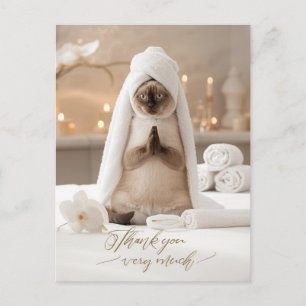 Siamese Cat in Spa Thank you  Postcard
