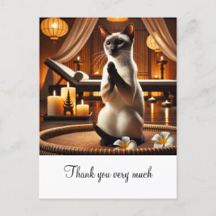 Siamese Cat in Spa Thank you  Postcard