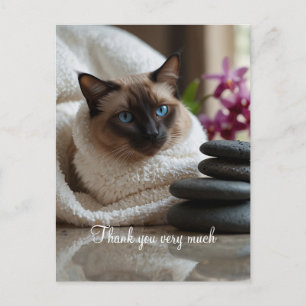 Siamese Cat in Spa Thank you  Postcard