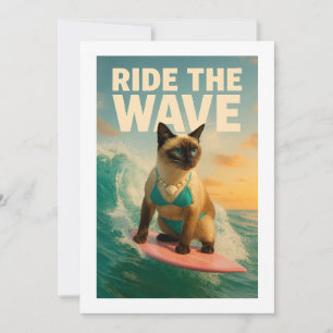 Siamese Cat is surfing catch me if you can Invitation