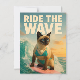 Siamese Cat is surfing  Postcard
