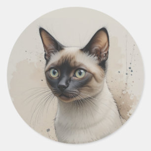 Siamese Cat Kitten Pet Animal Classic Round Sticker
