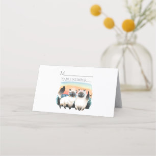 Siamese Cat Lesbian Gay Two Brides Cute Wedding Place Card