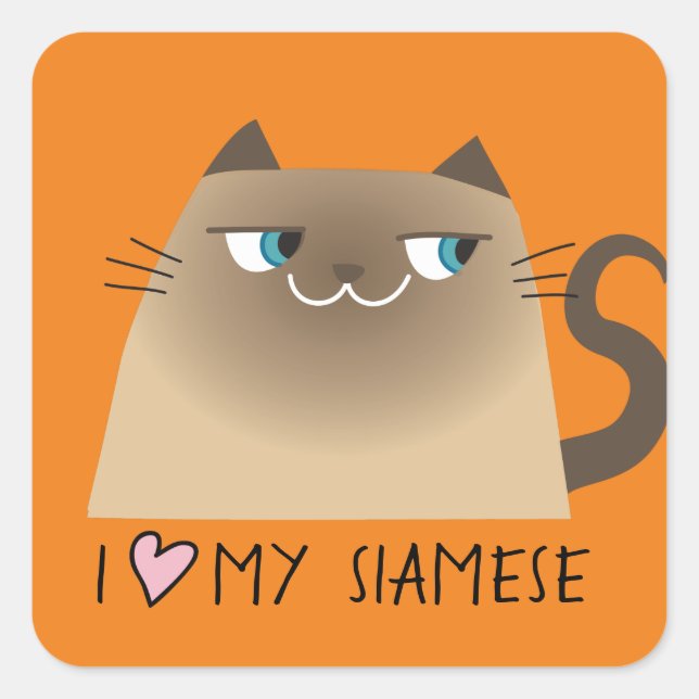 Siamese Cat Love Square Sticker (Front)