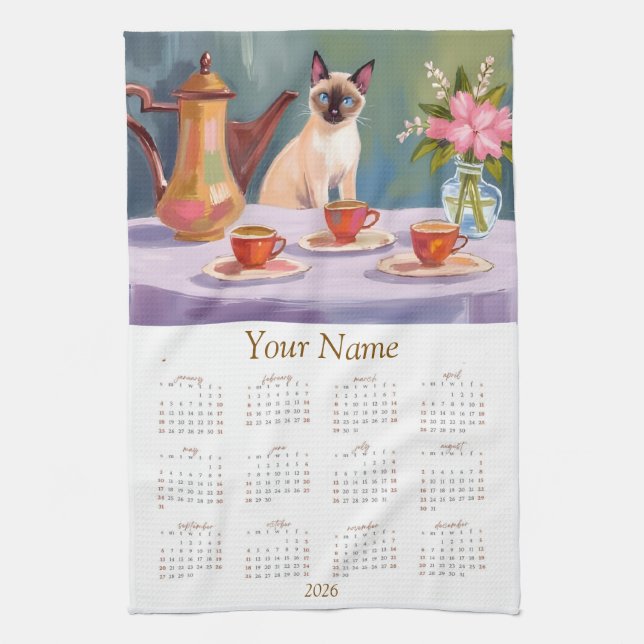 Siamese Cat Lovers 2026 Tea Towel Calendar  (Vertical)
