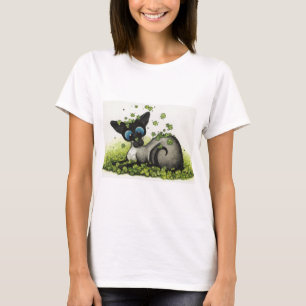 Siamese Cat Lucky Shamrock St Patricks Day -BiHrLe T-Shirt