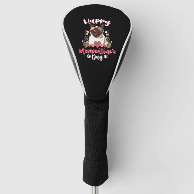 Siamese Cat Meowentines Funny Valentines Day Golf Head Cover (Front)