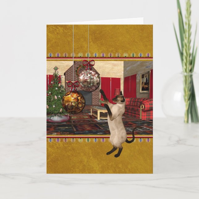Siamese Cat - Merry Christmas Holiday Card (Front)