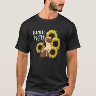 Siamese Cat Mom Mum Sunflowers Flowers T-Shirt
