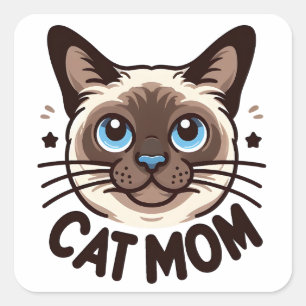 Siamese Cat Mum Mothers day Gift for Feline Lovers Square Sticker