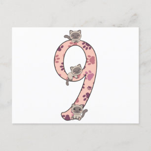 Siamese Cat Ninth Birthday For Kids Cats Postcard