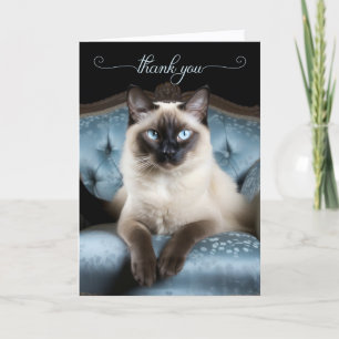Siamese Cat on a Blue Chair Thank You Card