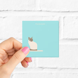 Siamese Cat on Blue Notes with Name