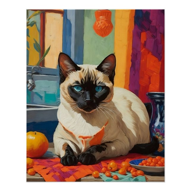 Siamese Cat on  Countertop Poster (Front)