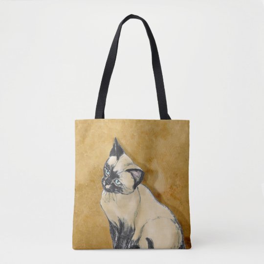 Siamese Cat on Gold Tote Bag