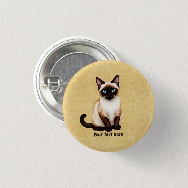 Siamese Cat On Old Paper 3 Cm Round Badge (Front & Back)