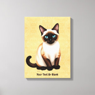 Siamese Cat On Old Paper Canvas Print