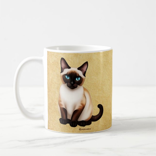 Siamese Cat On Old Paper Coffee Mug (Left)