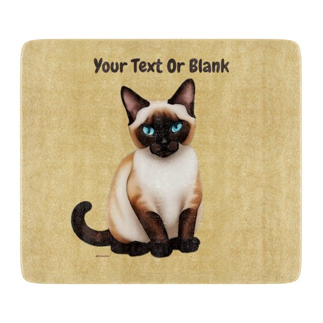 Siamese Cat On Old Paper Cutting Board (Front)