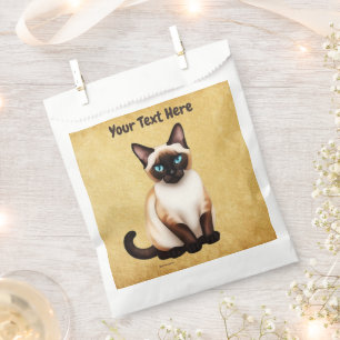 Siamese Cat On Old Paper Favour Bags