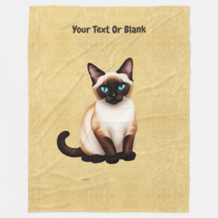 Siamese Cat On Old Paper Fleece Blanket