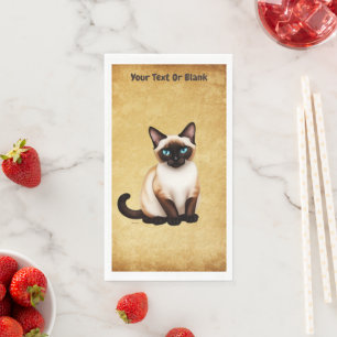 Siamese Cat On Old Paper Napkin
