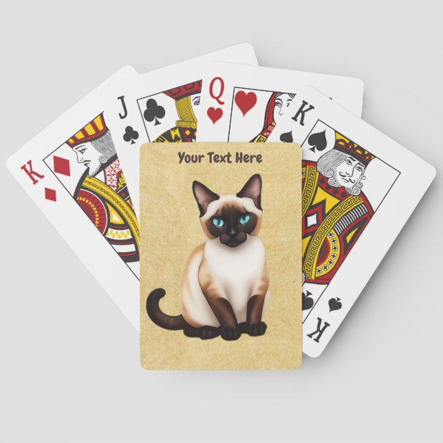 Siamese Cat On Old Paper Playing Cards (Back)