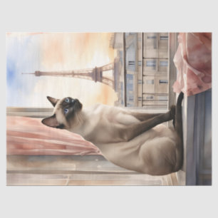 Siamese Cat on Parisian Window Sill Decoupage Tissue Paper