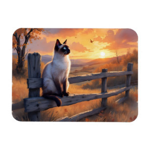 Siamese cat on split rail fence magnet