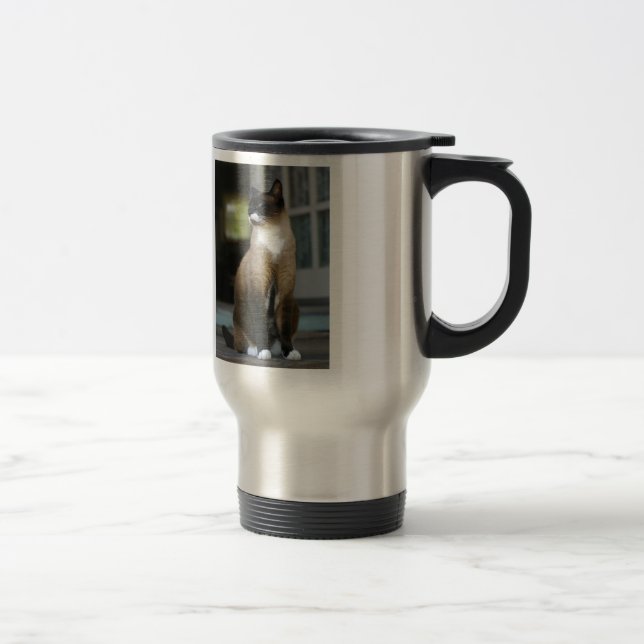 Siamese Cat on the Porch Travel Mug (Right)