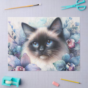 Siamese Cat Orchid Flowers Portrait Tissue Paper