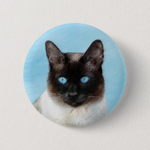 Siamese Cat Painting - Cute Original Cat Art 6 Cm Round Badge