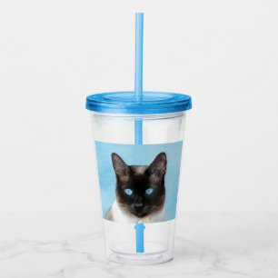 Siamese Cat Painting - Cute Original Cat Art Acrylic Tumbler