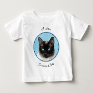 Siamese Cat Painting - Cute Original Cat Art Baby T-Shirt